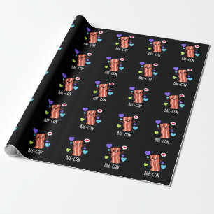 Bae-con Funny Bacon Pun Dark BG Wrapping Paper