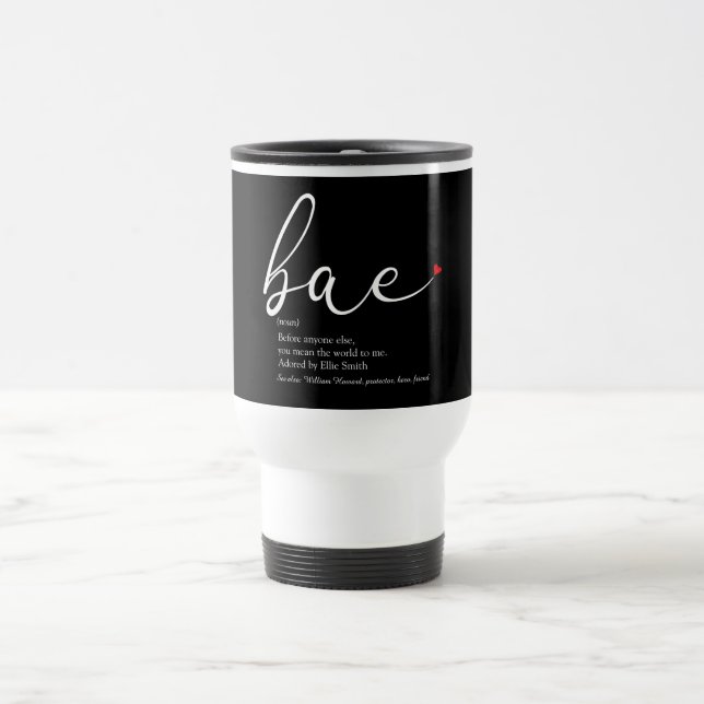Bae Definition Chic Script Red Love Heart Travel Mug (Center)