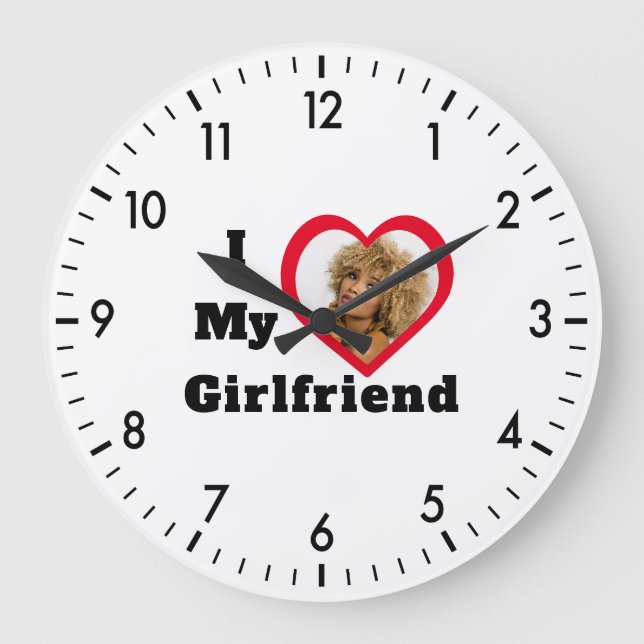 Bae Personalised Custom Photo I Love My Girlfriend Large Clock (Front)