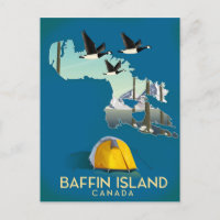 Baffin island map Canada travel poster