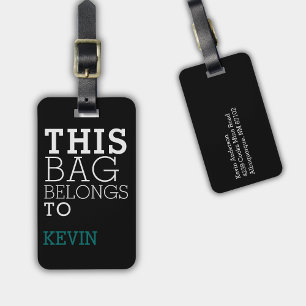 Bag Attention Name Address Personalised Black Luggage Tag