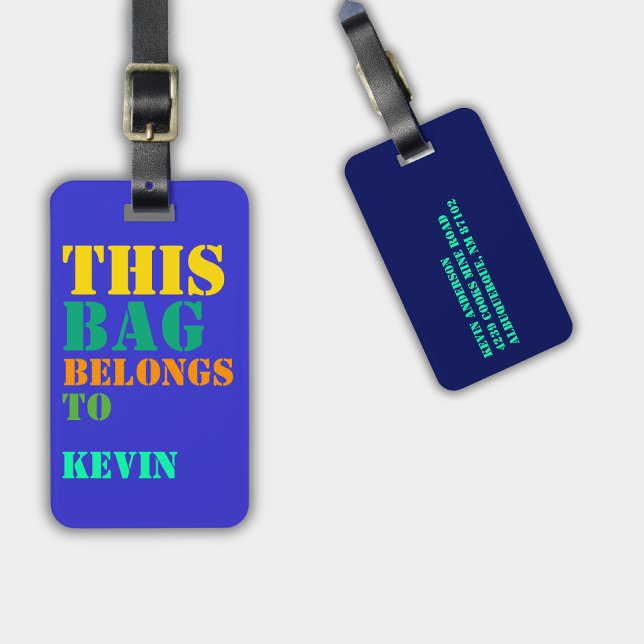 Bag Attention Name Address Personalised Neon Luggage Tag (Creator Uploaded)