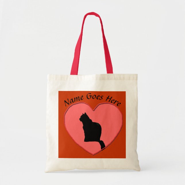 Bag - Black Cat in Red Heart Frame (Front)