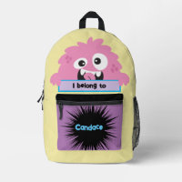 Bag Buddy Cute Pink Monster Personalised Backpack