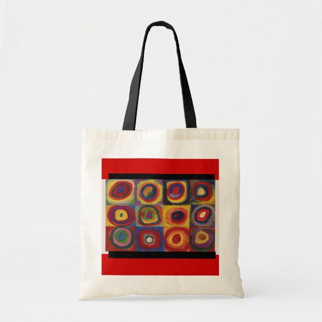Bag-Classic Art-Kandinsky-Concentric Circles & Sq Tote Bag (Front)