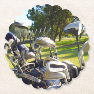 Bag Full Of Golf Clubs, Paper Party Coasters