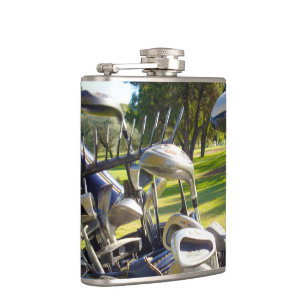 Bag Full Of Golf Clubs, Vinyl Wrapped Hip Flask