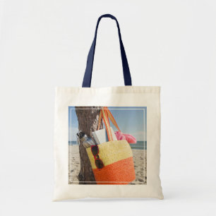 Bag Hanging On Tree Trunk At Sandy Beach
