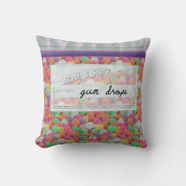 Bag of Candy Gumdrops Decorative Throw Pillow (Front)