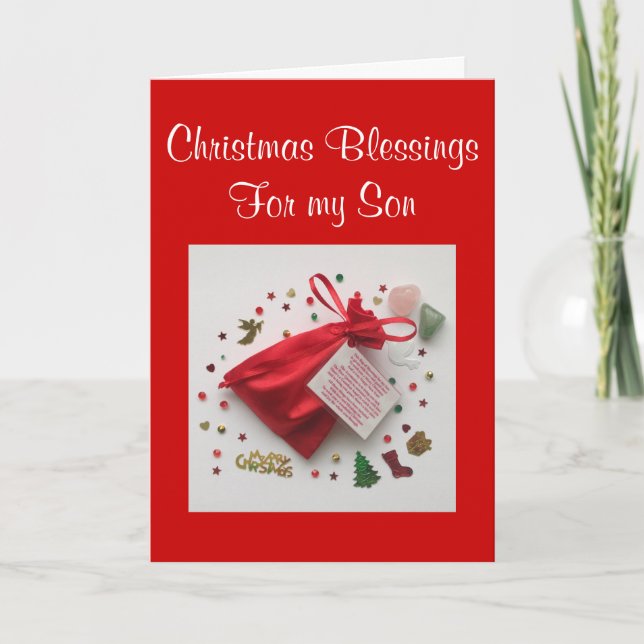 Bag of Christmas Blessings for my Son Xmas Card (Front)