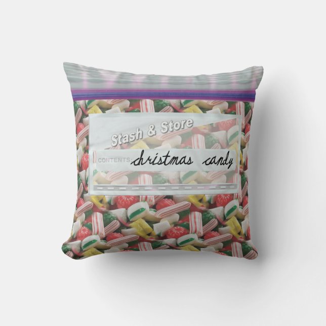 Bag of Christmas Candy Decorative Throw Pillow (Front)