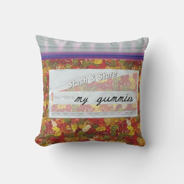 Bag of Gummy Bear Candy Decorative Throw Pillows (Front)