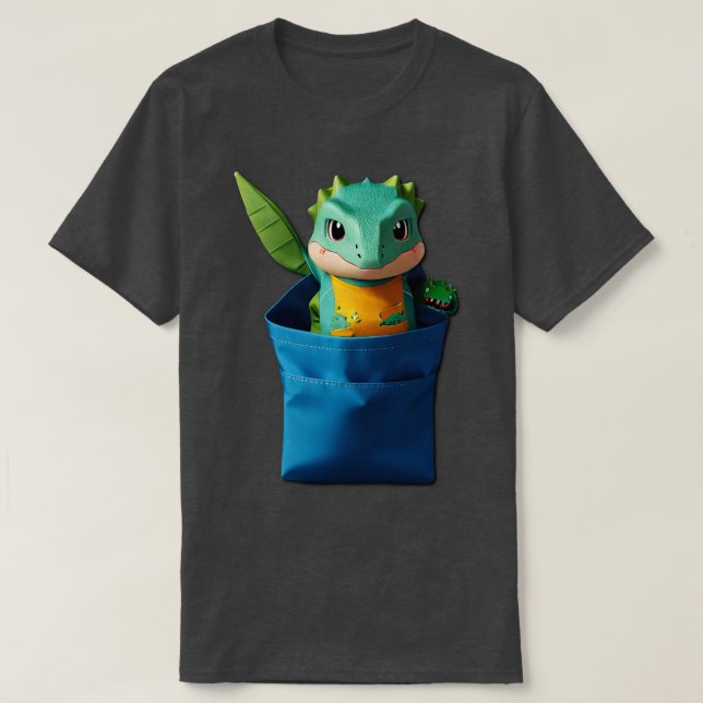 Bag Salamander Gecco Dragon Dino Shirt Shirt Pocke (Design Front)