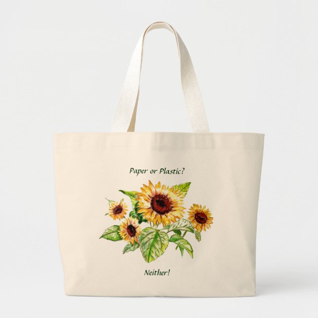 Bag, Sunflowers Large Tote Bag (Front)
