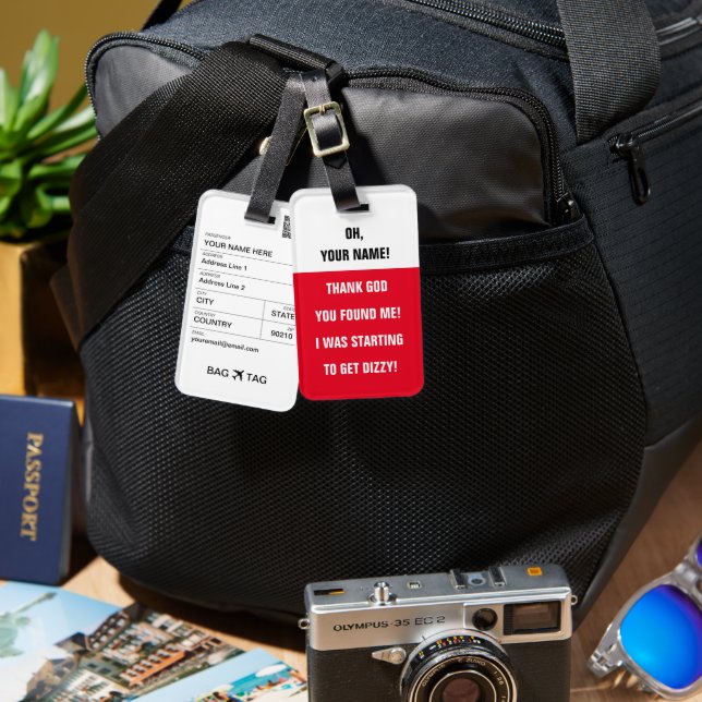 BAG TAG - <Custom name> I'm Getting Dizzy! (Front & Back)