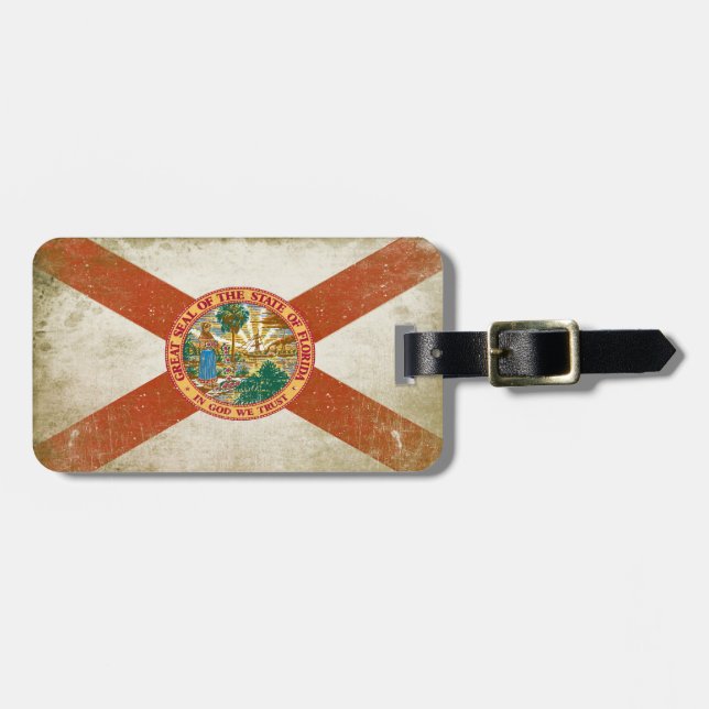 Bag Tag with Distressed Flag from Florida (Front Horizontal)