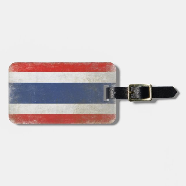 Bag Tag with Distressed Thailand Flag (Front Horizontal)