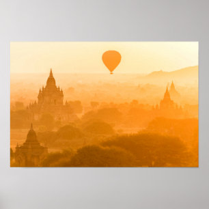 Bagan Myanmar Balloon Travel Poster