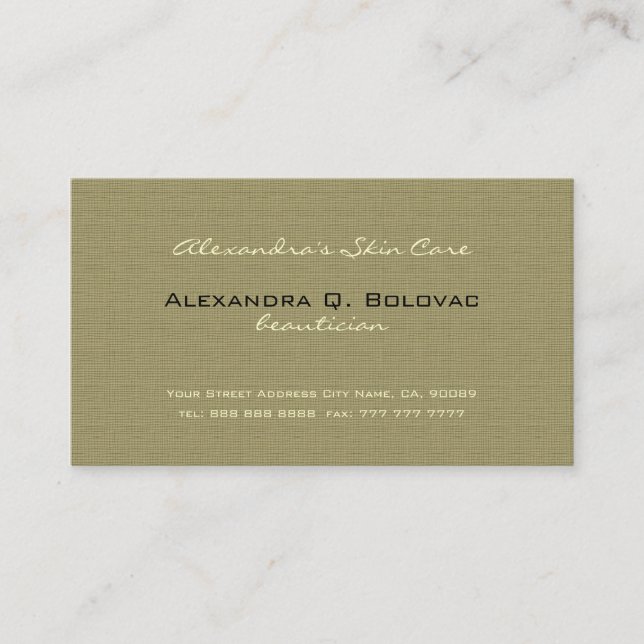 Bage & White Simple Linen Texture Business Card (Front)