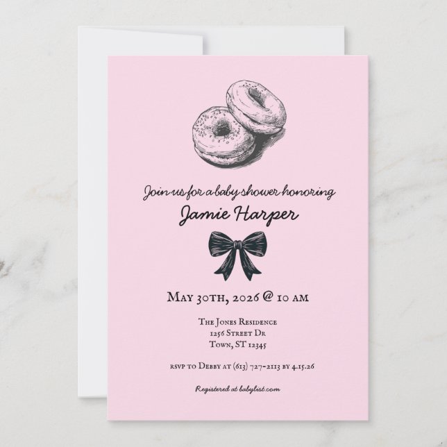 Bagel on Board Baby Shower Invite (Front)