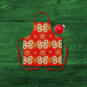 Bagel-rings and pretty snowflakes red apron