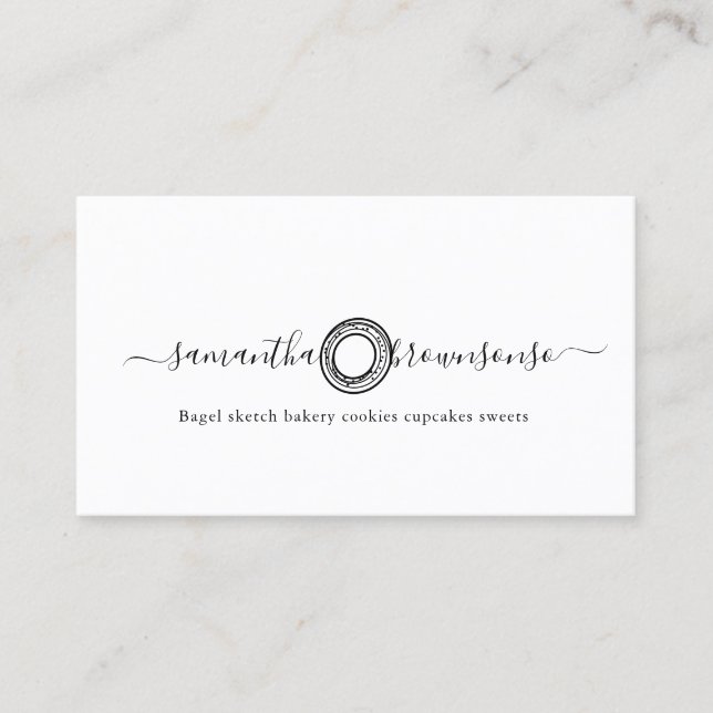 Bagel sketch bakery cookies cupcakes sweets business card (Front)