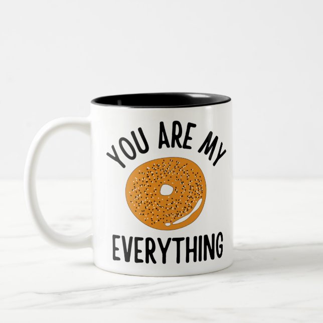 Bagel You  Are My Everything Funny Two-Tone Coffee Mug (Left)