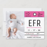 Baggage Claim Ticket Cute Baby Girl Birth