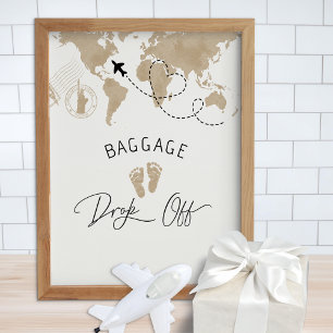 Baggage Drop Off Baby Shower Sign