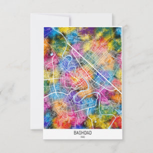 Baghdad Iraq City Map Thank You Card