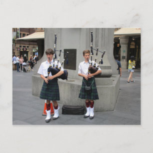 Bagpipe Buskers at QVB Postcard