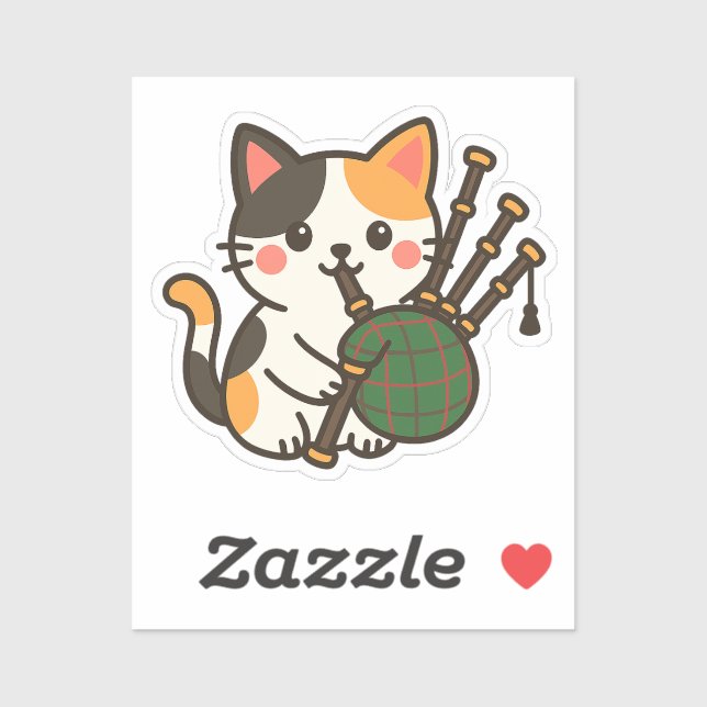 Bagpipe Calico Cat Fun Design (Sheet)