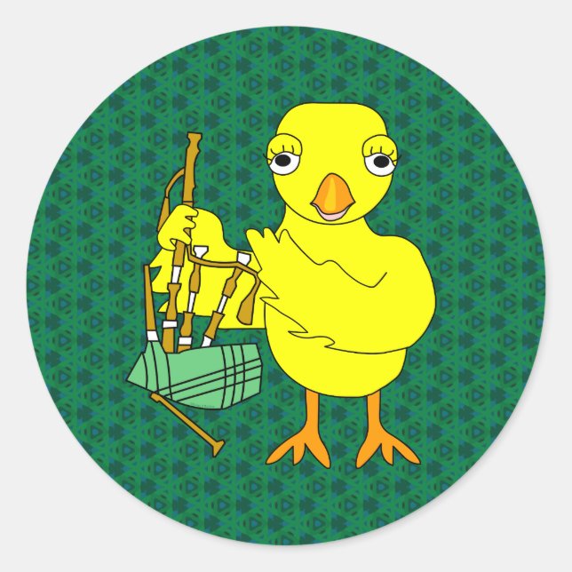 Bagpipe Chick Classic Round Sticker (Front)