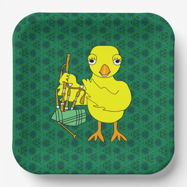 Bagpipe Chick Paper Plate (Front)