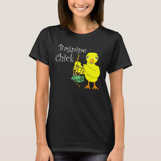 Bagpipe Chick Text T-Shirt (Front)