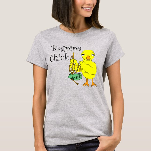 Bagpipe Chick Text T-Shirt (Front)