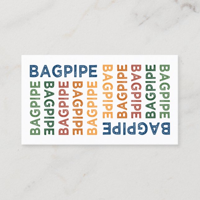 Bagpipe Cute Colourful Business Card (Front)