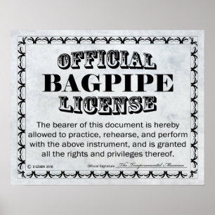 Bagpipe License Poster