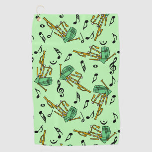 Bagpipe Music Notes Pattern Golf Towel