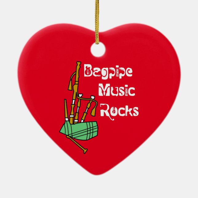 Bagpipe Music Rocks  Ceramic Tree Decoration (Back)