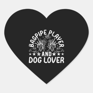 Bagpipe Player And Dog Lover - Bagpiping Dog Owner Heart Sticker