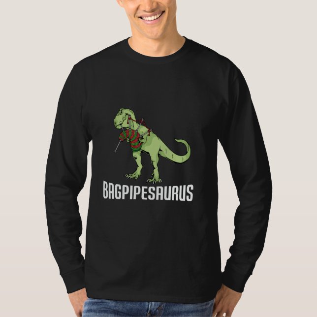 Bagpipe Player Gift Kids Dinosaur Lover Bagpipes T-Shirt (Front)