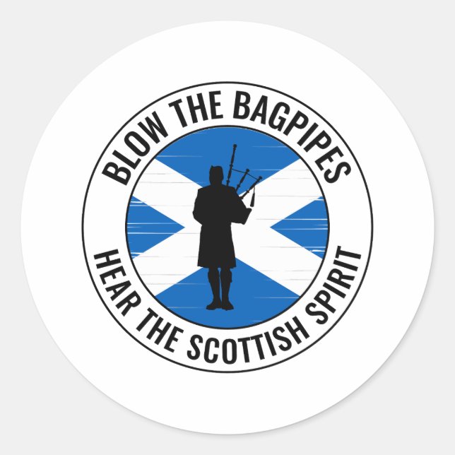 Bagpipe Player Musical Bagpiper Scottish Funny Classic Round Sticker (Front)