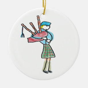Bagpipe Playing Ceramic Tree Decoration
