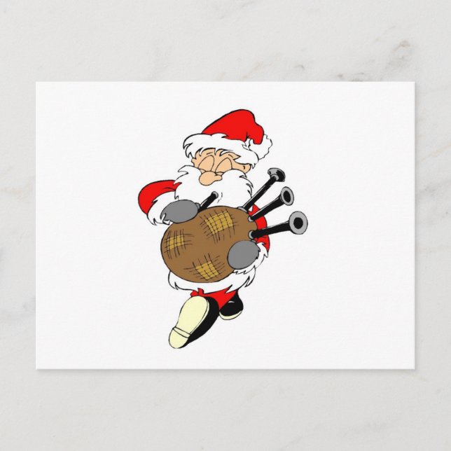 Bagpipe Santa Holiday Postcard (Front)