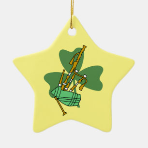 Bagpipe Shamrock Ceramic Tree Decoration
