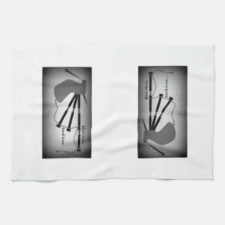 Bagpipe Theme (B/W) Tea Towel