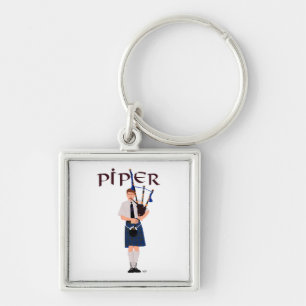 Bagpiper - Blue Kilt Key Ring