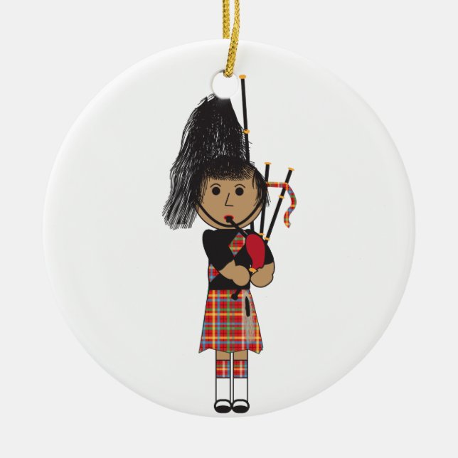 Bagpiper Ceramic Tree Decoration (Front)