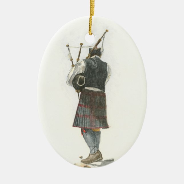 Bagpiper Ceramic Tree Decoration (Front)